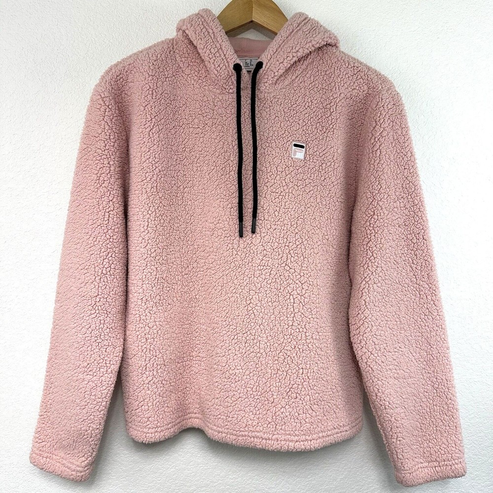 Fila Pink Sherpa Hoodie with Contrast Drawcords